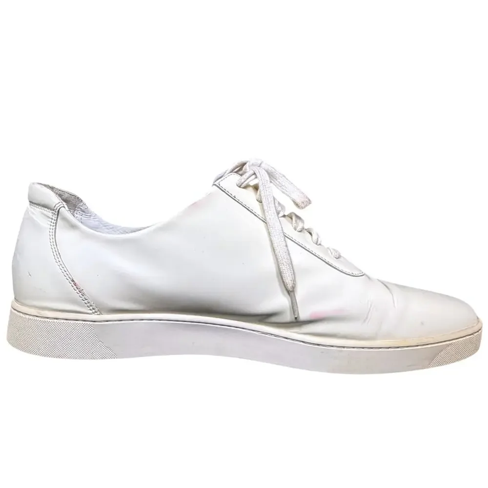 Bally White Patent Leather Men's 11 Cursive Logo Spellout Sneakers Luxury Rare